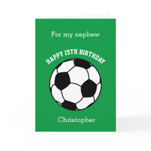 Green Soccer Sport 15th Birthday Card