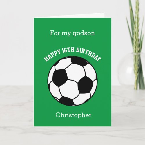 Green Soccer Sport 16th Birthday Card