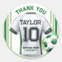 Green Soccer Sports Boy Jersey Kids Birthday Favor