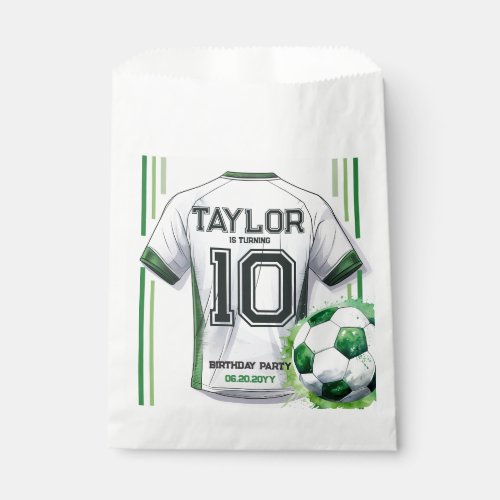 Green Soccer Sports Boy Jersey Kids Birthday Party Favor Bag