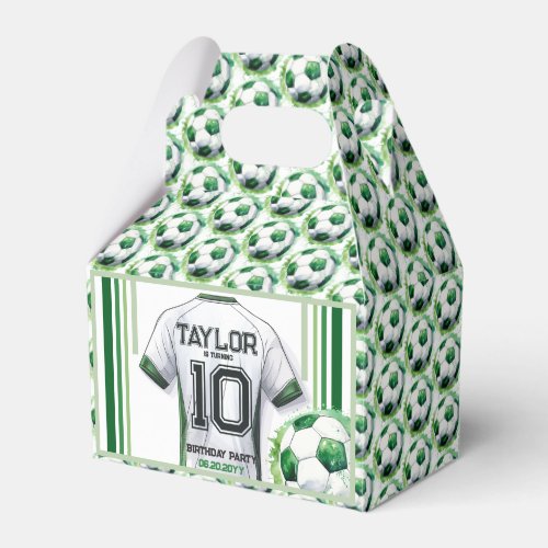 Green Soccer Sports Boy Jersey Kids Birthday Party Favor Boxes