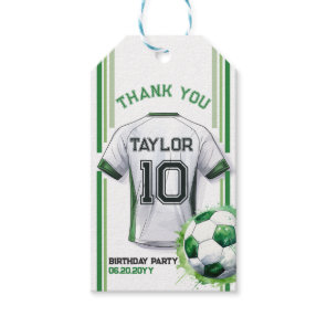 Green Soccer Sports Boy Jersey Kids Birthday Party Gift Tags