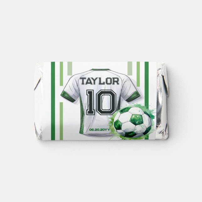 Green Soccer Sports Boy Jersey Kids Birthday Party Hershey's Miniatures (Front)