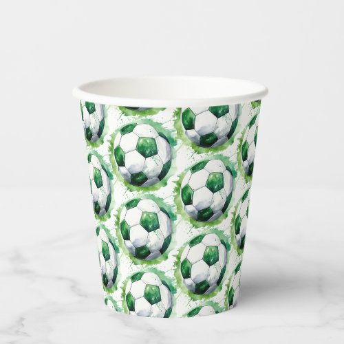 Green Soccer Sports Boy Jersey Kids Birthday Party Paper Cups