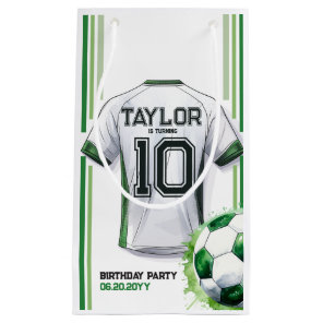 Green Soccer Sports Boy Jersey Kids Birthday Party Small Gift Bag