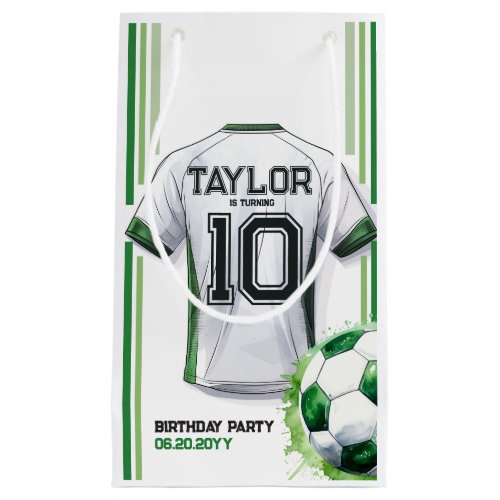 Green Soccer Sports Boy Jersey Kids Birthday Party Small Gift Bag