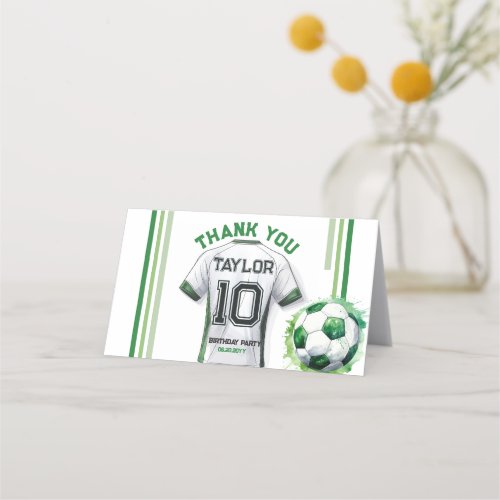 Green Soccer Sports Boy Jersey Kids Thank You Card