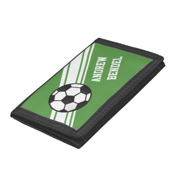 Green Soccer Sporty Stripes Boys Wallet by cbendel at Zazzle
