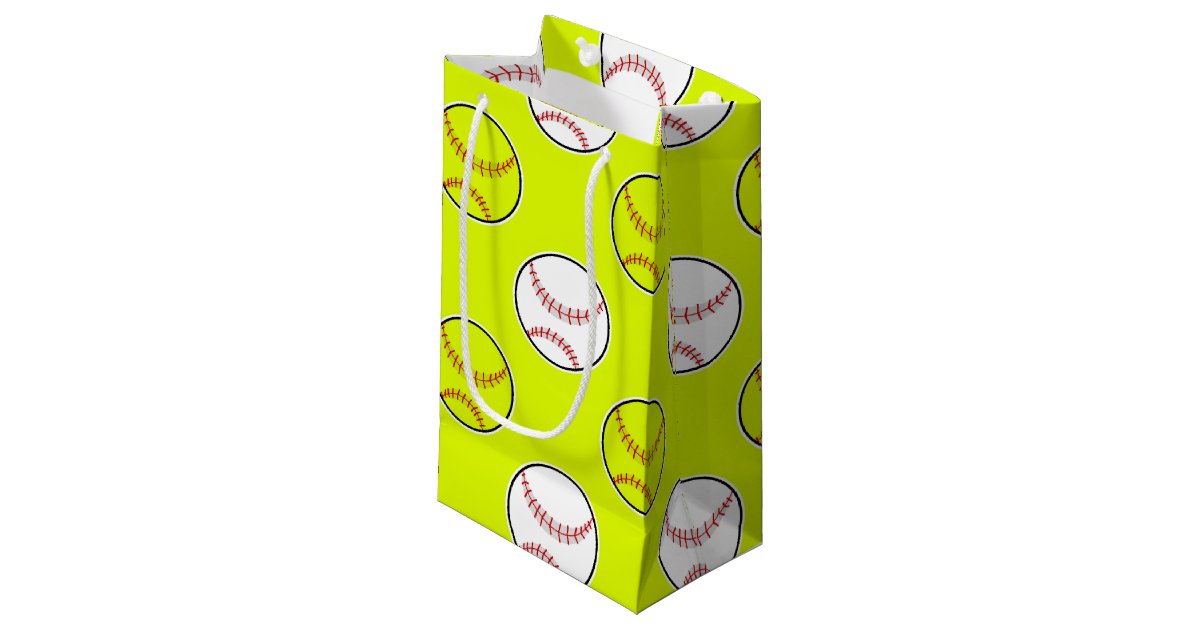 Green Softball Pattern Small Gift Bag | Zazzle