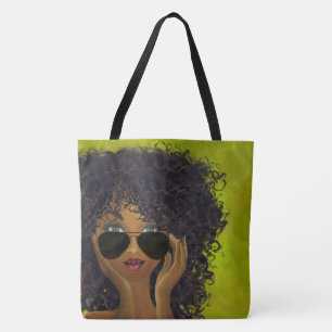 Green Sorority Black Art Tote Bag