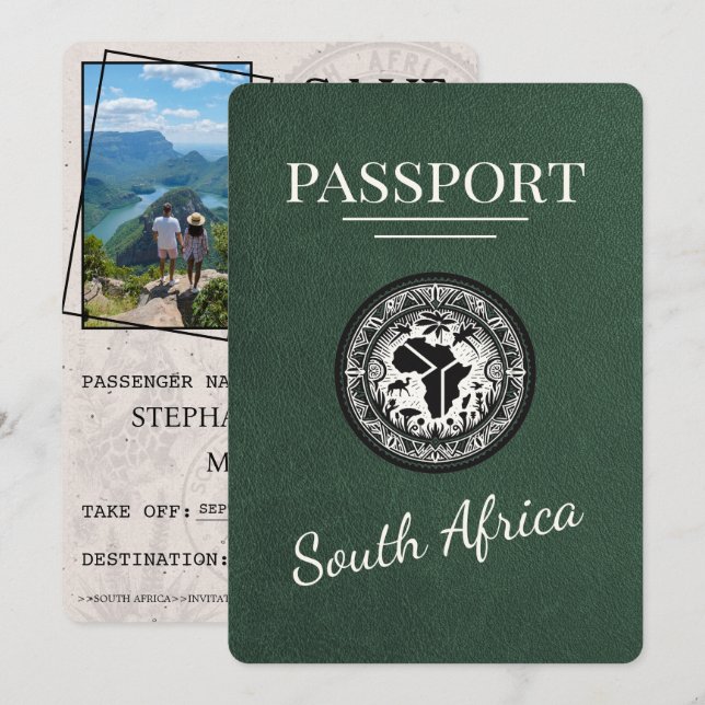 Green South Africa Passport Save The Date (Front/Back)