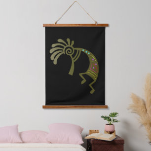 Green Southwestern Kokopelli Hanging Tapestry