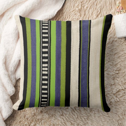 Green Southwestern Stripe Boho Throw Pillow