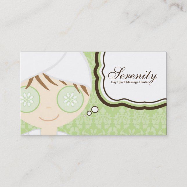 Green Spa Girl Cucumber Spa Massage Business Card (Front)