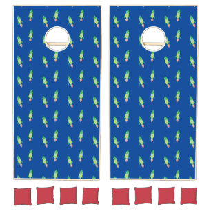 Green Space Rocket Illustration Cornhole Set