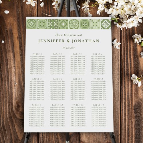 green spanish tiles Wedding seating chart 12 Foam Board