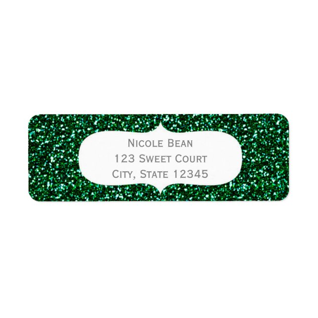 Green Sparkle Glitter Holiday Party Label (Front)