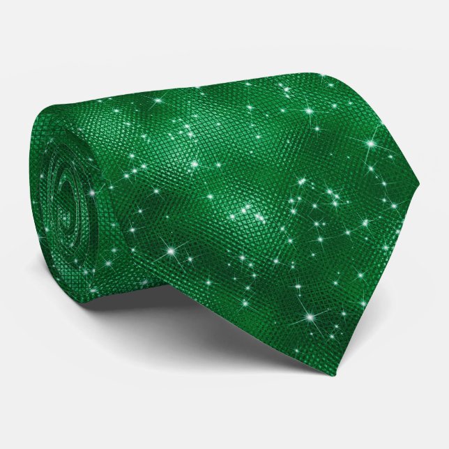 Green Sparkle Glitter  Neck Tie (Rolled)