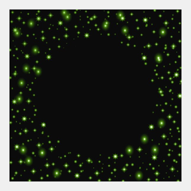 Green Sparkle Stars Frame or Arch on Black (Front)