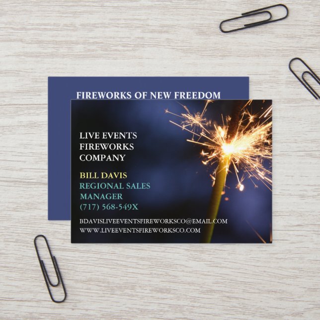 Green Sparkler  July 4th Store  Sales Fireworks  Business Card (Front/Back In Situ)