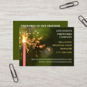 Green Sparkler July 4th Store Sales Fireworks Business Card