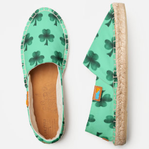 Green Sparkles Shamrock St. Patrick' Day pattern Espadrilles