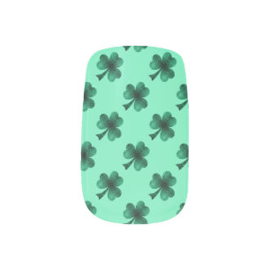 Green Sparkles Shamrock St. Patrick' Day pattern Minx Nail Art