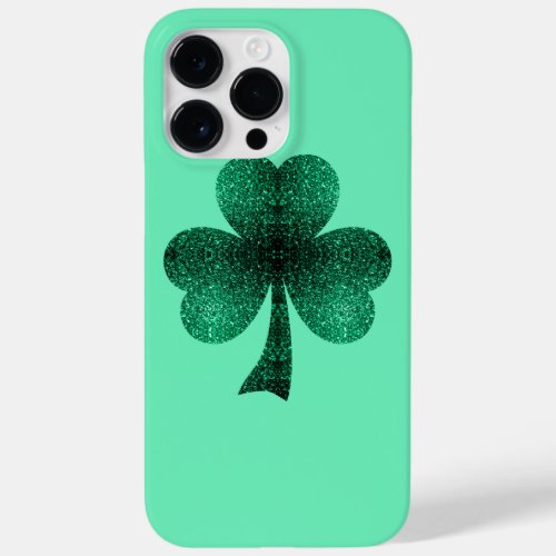 Green Sparkles Shamrock St Patrick Day turquoise Case_Mate iPhone 14 Pro Max Case