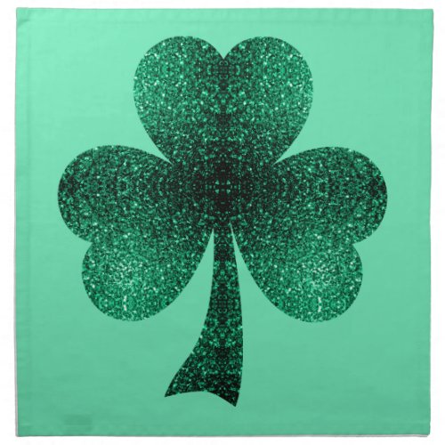 Green Sparkles Shamrock St Patrick Day turquoise Cloth Napkin