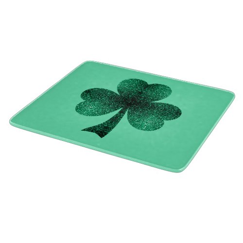 Green Sparkles Shamrock St Patrick Day turquoise Cutting Board
