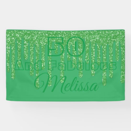 Green Sparkling 50 And Fabulous Birthday Banner