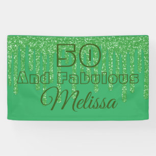 Green Sparkling 50 And Fabulous Birthday Banner