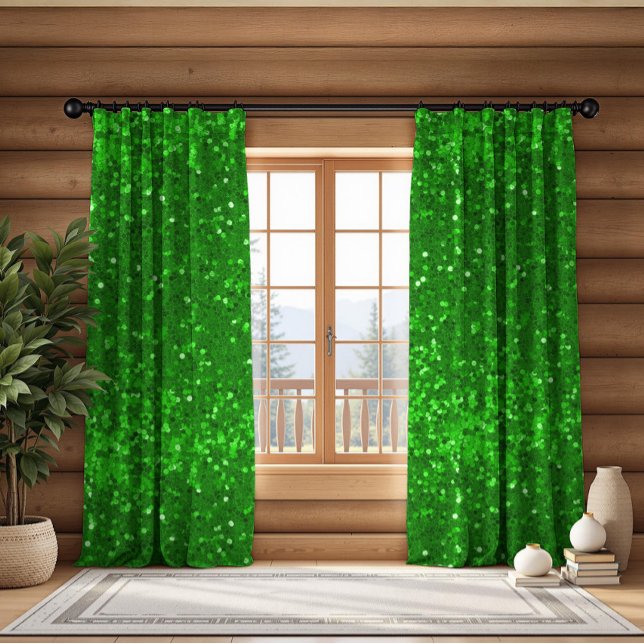 Green sparkling glitter pattern blackout curtains (Creator Uploaded)