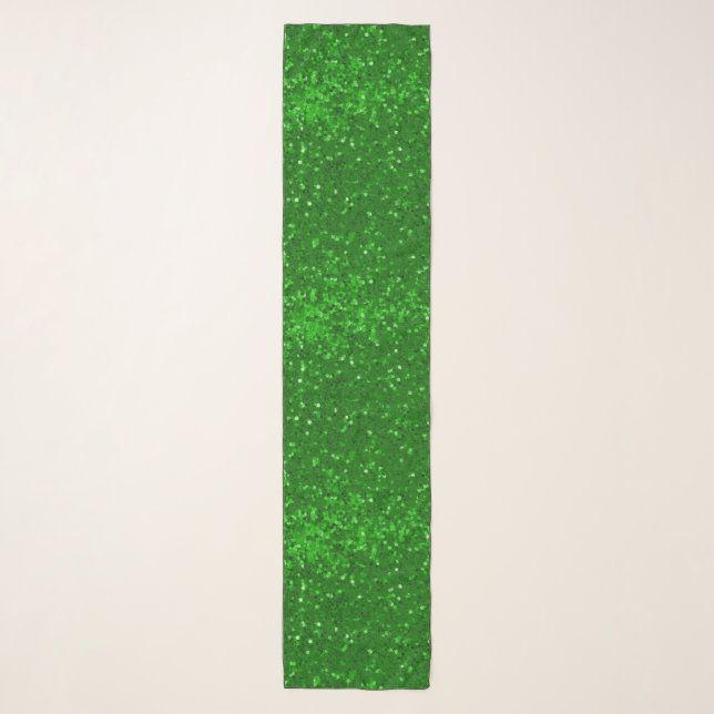 Green sparkling glitter pattern scarf (Front)
