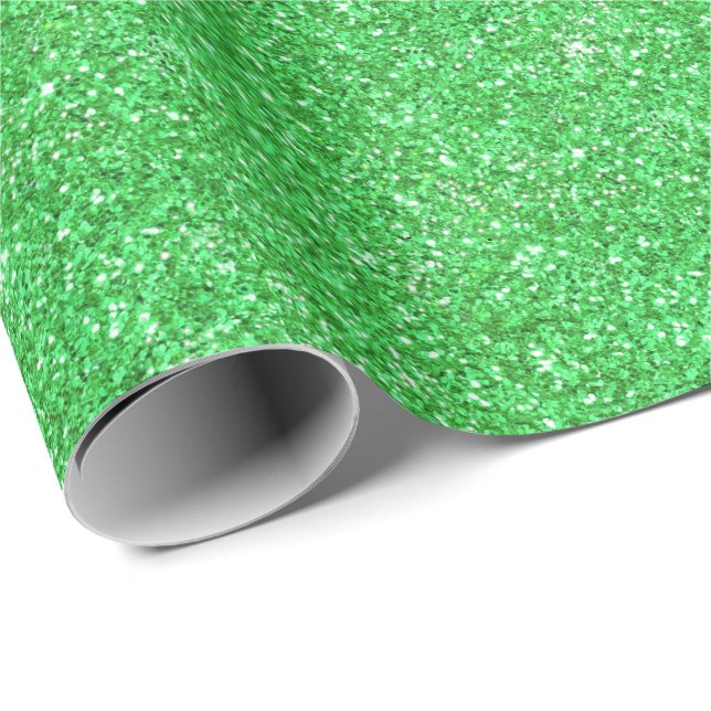 Green sparkling glitter pattern  wrapping paper (Roll Corner)