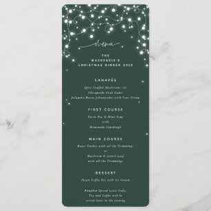 Green Sparkling Lights Christmas Flat 4 Course Menu