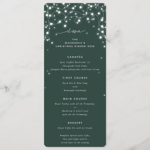 Green Sparkling Lights Christmas Flat 4 Course Menu