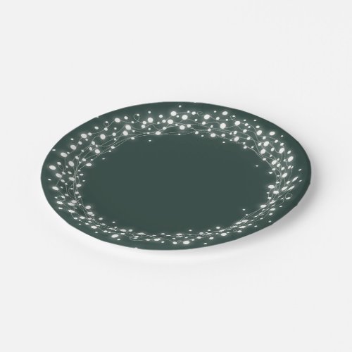 Green Sparkling Lights Christmas Paper Plates