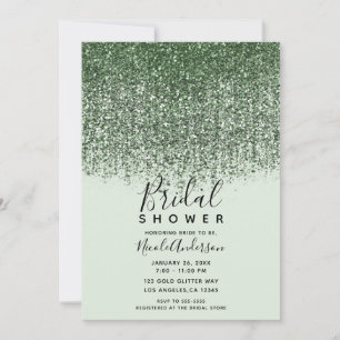 Green Sparkly Glitter St. Patricks Bridal Shower Invitation