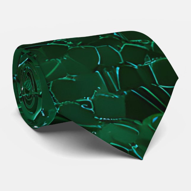 Green Sparkly Sequin Neck Tie  (Rolled)