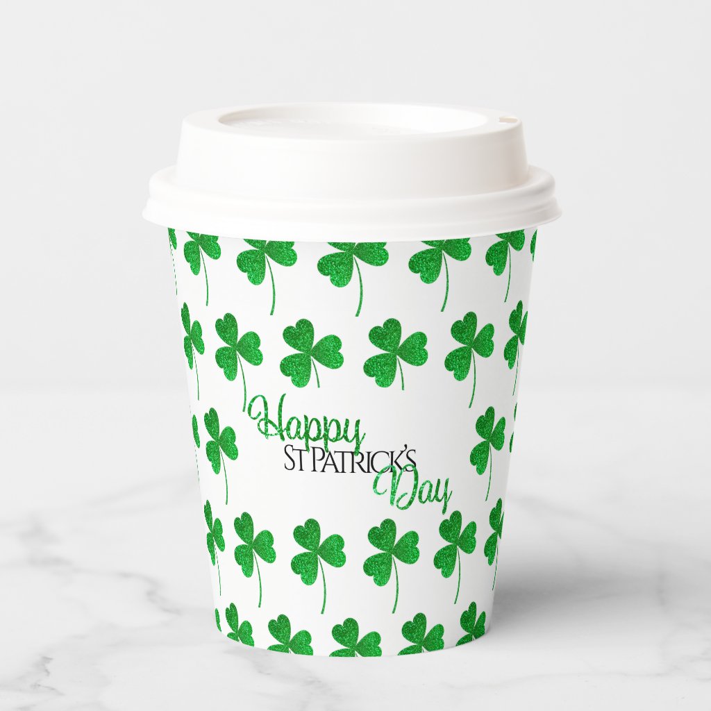 Green Sparkly Shamrocks Happy St Patrick’s Day