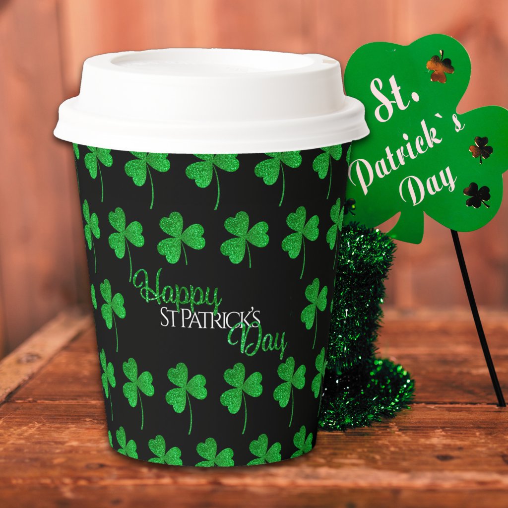 Green Sparkly Shamrocks Happy St Patrick’s Day