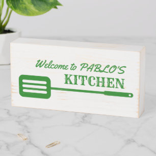 Green Spatula Kitchen Wooden Box Sign
