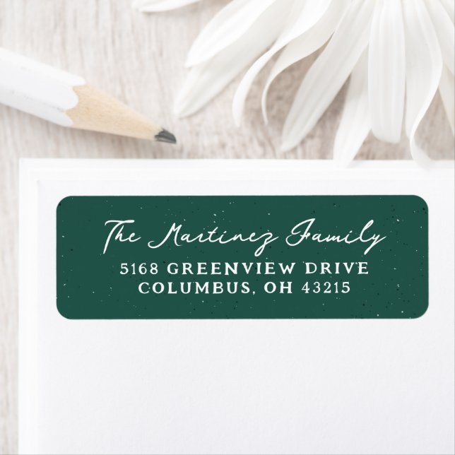Green speckle simple holiday return address label (Insitu)