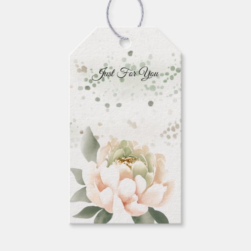 Green Speckled Peony Gift Tags