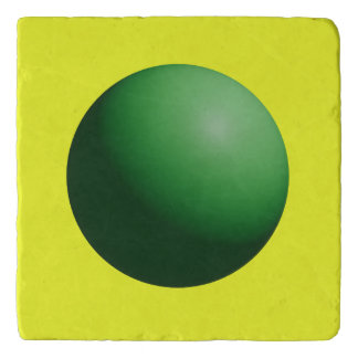 Green Sphere on Yellow Accent Pillow Trivet