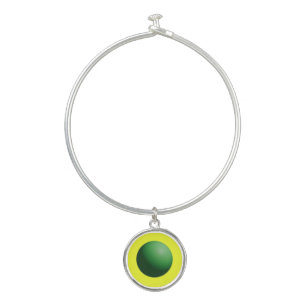 Green Sphere on Yellow Bangle Bracelet