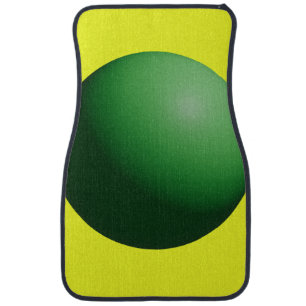 Green Sphere on Yellow  Car Floor Mat