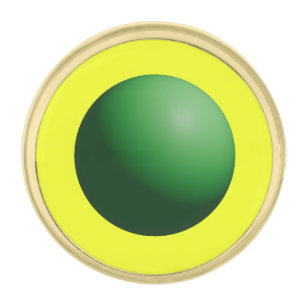 Green Sphere on Yellow Gold Finish Lapel Pin