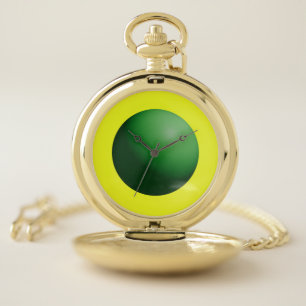 Green Sphere on Yellow  Pocket Watch